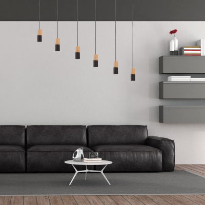Люстра TK Lighting Elit Black/Wood 6 чорна 6312