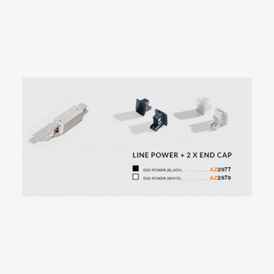 Ввід живлення для трифазного шинопроводу Azzardo TRACK 3LINE POWER + 2 x END CAP білий
