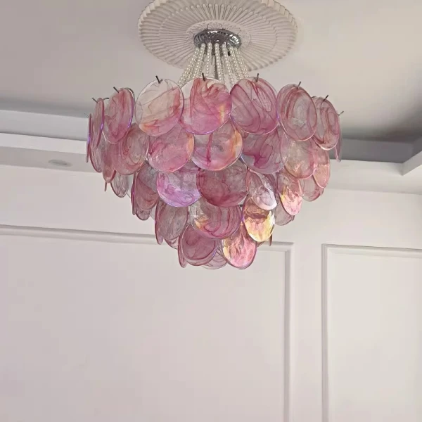Люстра MURANO Crystal-Framed 063 — цвет розовый, стиль современный