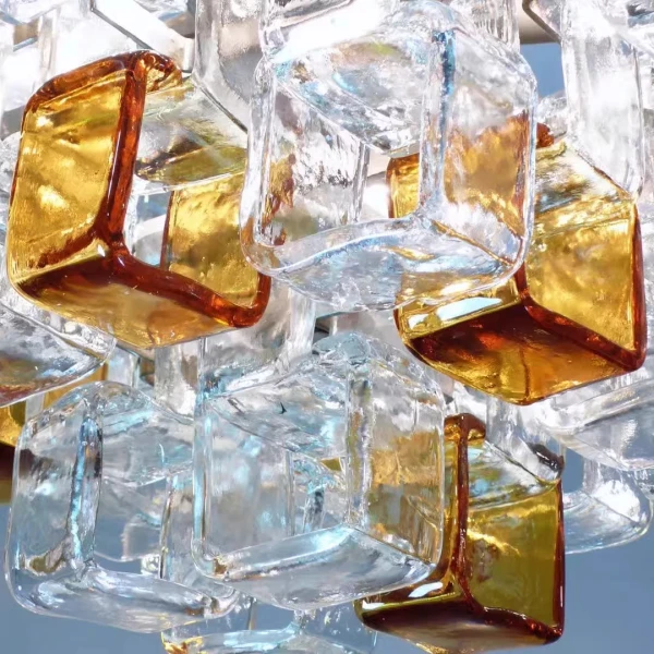 Люстра MURANO Glass Cubes 037 — цвет прозрачный с янтарными, стиль модерн