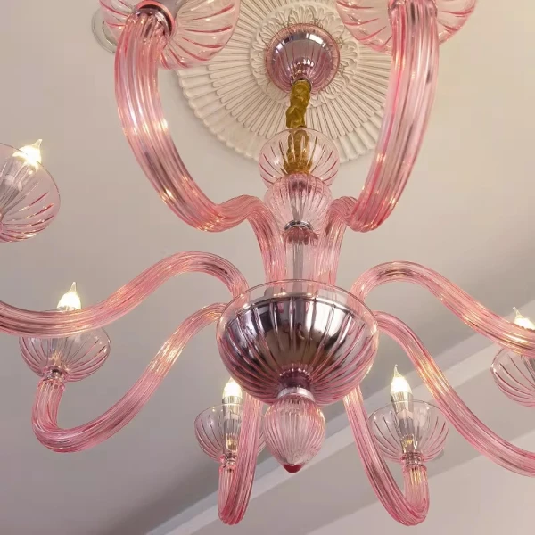 Люстра MURANO Opulent Pink Cascade Light 093 — цвет розовый, стиль современный