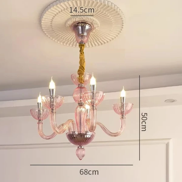 Люстра MURANO Opulent Pink Cascade Light 093 — цвет розовый, стиль современный