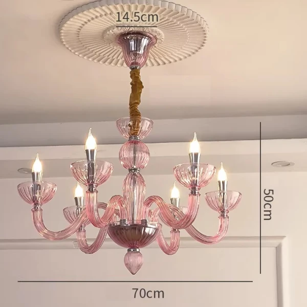 Люстра MURANO Opulent Pink Cascade Light 093 — цвет розовый, стиль современный