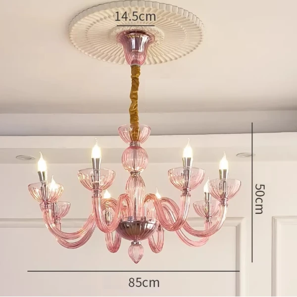 Люстра MURANO Opulent Pink Cascade Light 093 — цвет розовый, стиль современный