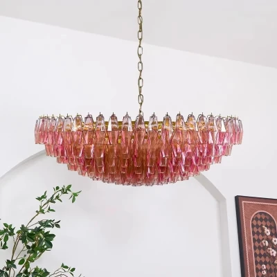 Люстра MURANO Pink Crystal Cascade Chandelier 084