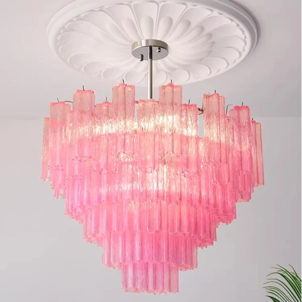 Люстра MURANO Pink TUBE 048 — цвет розовый, стиль современный