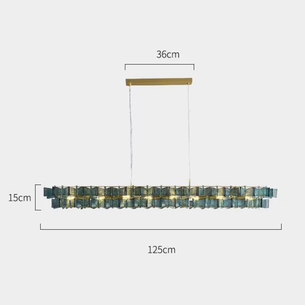 Люстра MURANO Shimmering Rectangular Light 061 — цвет зеленый, стиль современный