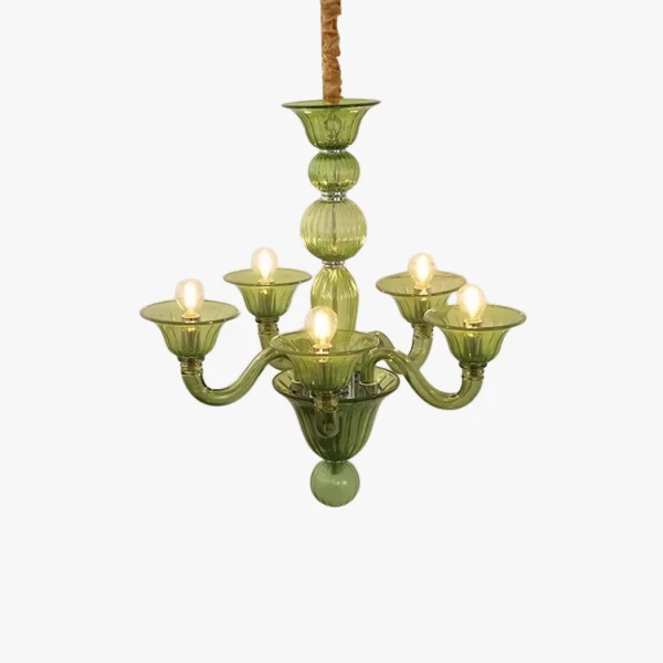 Люстра MURANO Sleek Green Glass Fixture 090 — цвет зеленый, стиль современный