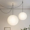 Akari A Round Swag Light (білий кабель) — підвісний світильник, з матеріалу шовковистий папір, метал, стиль сучасний