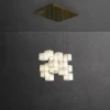 Підвісний світильник Alabaster Box — колір золото і білий, з матеріалу алебастр, метал, стиль сучасний