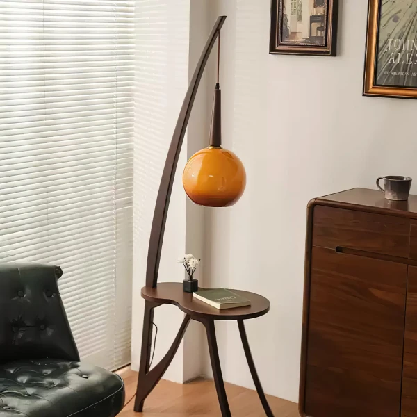 Підлоговий світильник Arc Wood Hanging — торшери, колір горіха, з матеріалу метал, скло, стиль сучасний