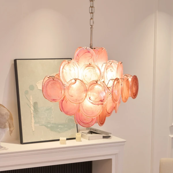 Люстра Aurelia Pink з муранського скла — люстри дизайнерські, колір рожевий, з матеріалу  метал, скло, стиль сучасний