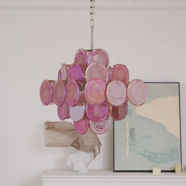 Люстра Aurelia Pink з муранського скла — люстри дизайнерські, колір рожевий, з матеріалу  метал, скло, стиль сучасний