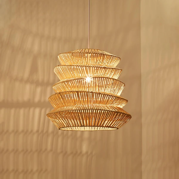 Підвісна лампа Bamboo Spiral — підвісний світильник, колір бамбук, з матеріалу метал, стиль модерн