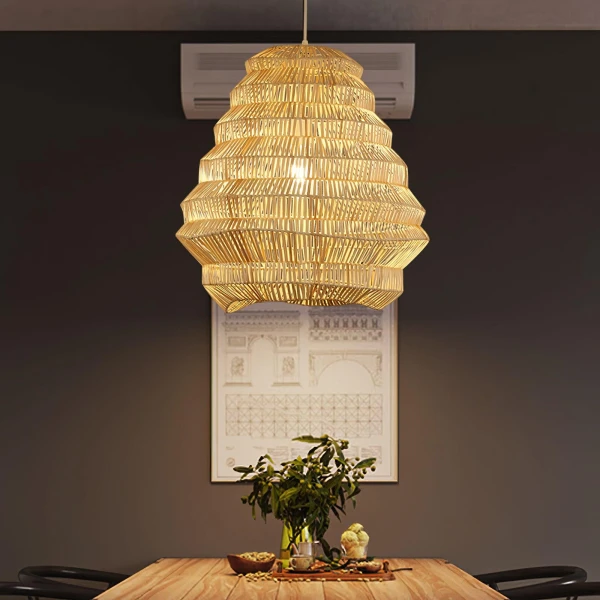 Підвісна лампа Bamboo Spiral — підвісний світильник, колір бамбук, з матеріалу метал, стиль модерн