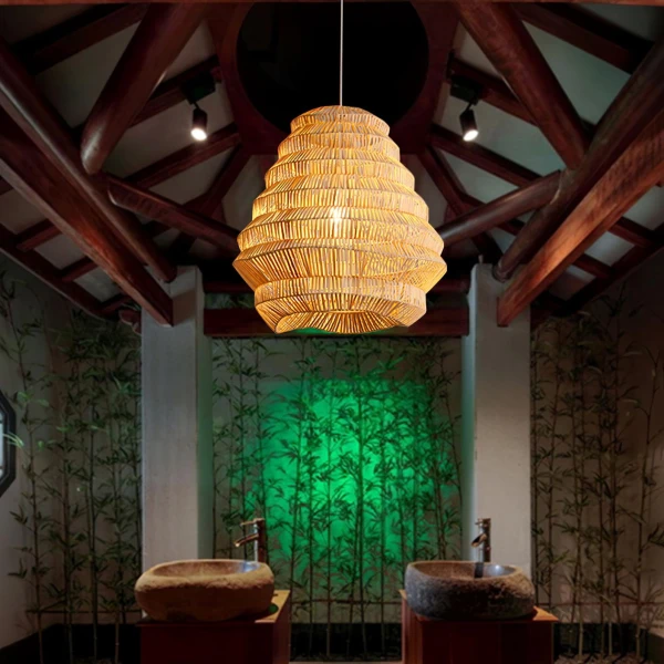 Підвісна лампа Bamboo Spiral — підвісний світильник, колір бамбук, з матеріалу метал, стиль модерн