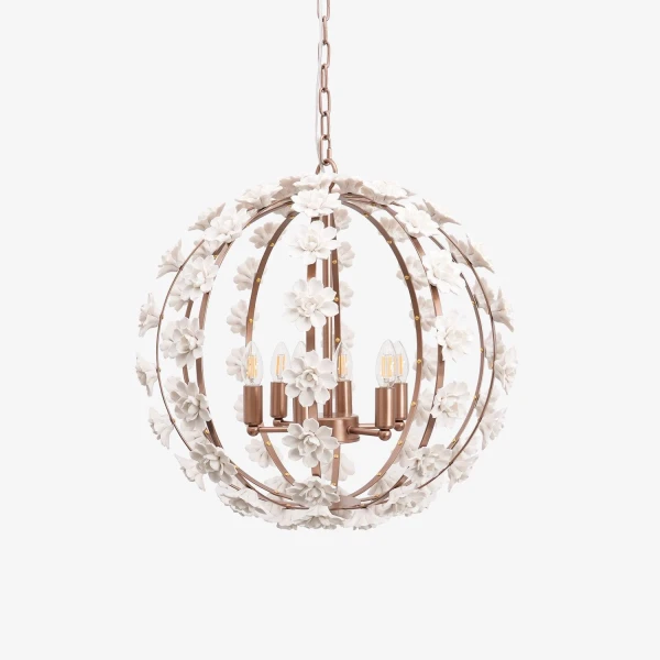 Люстра Bianca Floral Orb — люстри дизайнерські, колір золото і білий, з матеріалу метал, кераміка, стиль сучасний