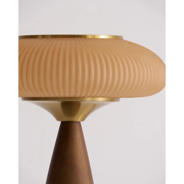 Настільна акумуляторна лампа Cielo Wooden — настільна лампа, колір горіха і бурштиновий, з матеріалу метал, дерево, стиль модерн
