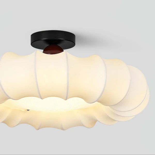Стельовий світильник Cloudelle — колір горіха і білий, з матеріалу тканина, дерево, стиль модерн
