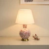 Настільна лампа керамічна Coral Bird Floral — колір рожевий і золото, з матеріалу метал, тканина, стиль модерн