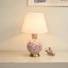 Настільна лампа керамічна Coral Bird Floral — колір рожевий і золото, з матеріалу метал, тканина, стиль модерн