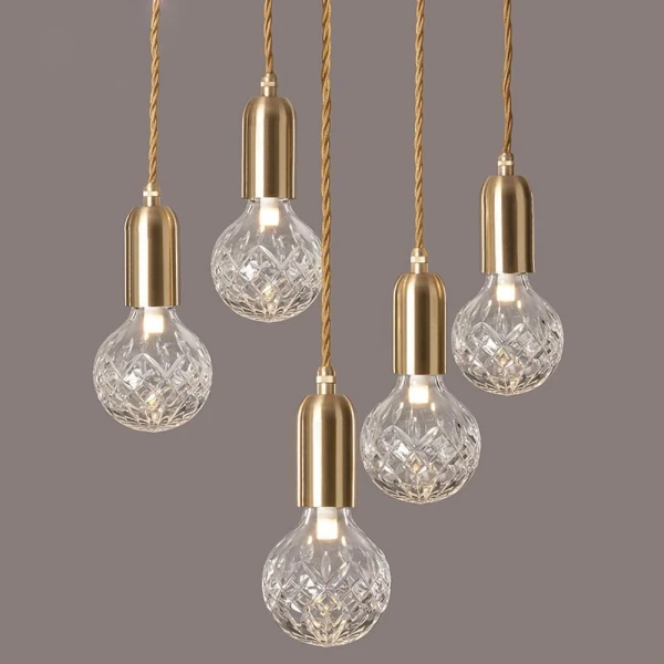 Светодиодный подвесной светильник Crystal Bulb — цвет латунь і прозрачный, из материала скло, стиль модерн
