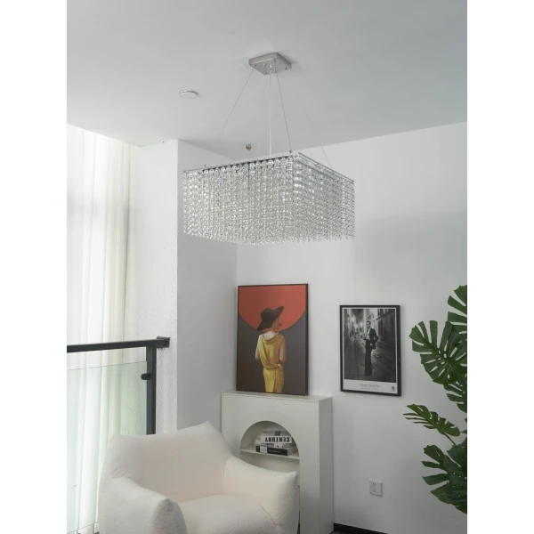 Кришталева люстра — люстри дизайнерські, колір прозорий, з матеріалу нержавіюча сталь, метал, стиль сучасний