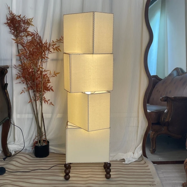 Торшер Cubia Fabric — торшери, колір горіха і білий, з матеріалу метал, тканина, стиль сучасний