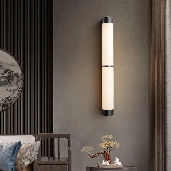 Настінний світильник Cylindra Alabaster Brass — бра, колір латунь і білий, з матеріалу алебастр, стиль модерн