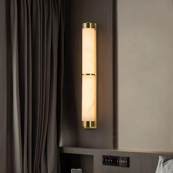 Настінний світильник Cylindra Alabaster Brass — бра, колір латунь і білий, з матеріалу алебастр, стиль модерн