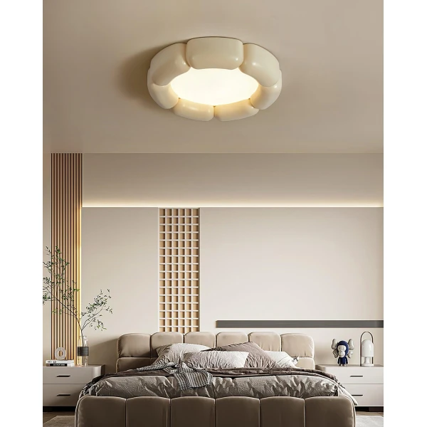 Стельова лампа Deco — колір білий і бежевий, з матеріалу смола, акрил, стиль вабі-сабі