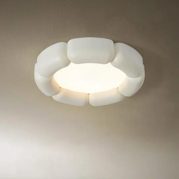 Стельова лампа Deco — колір білий і бежевий, з матеріалу смола, акрил, стиль вабі-сабі