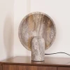 Настольная лампа Eclipse Stone — цвет коричневый, из материала травертин, метал, стиль модерн