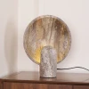 Настольная лампа Eclipse Stone — цвет коричневый, из материала травертин, метал, стиль модерн