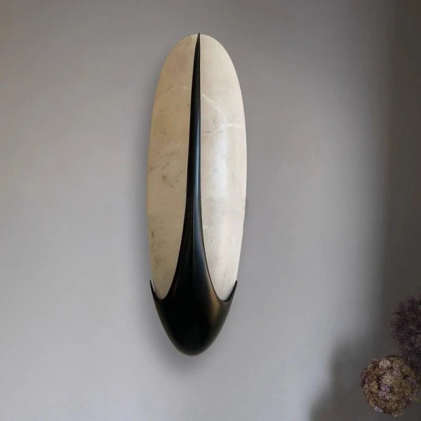 Настенный светильник Elara Alabaster — бра, цвет черный і белый, из материала  метал, алебастр, стиль модерн