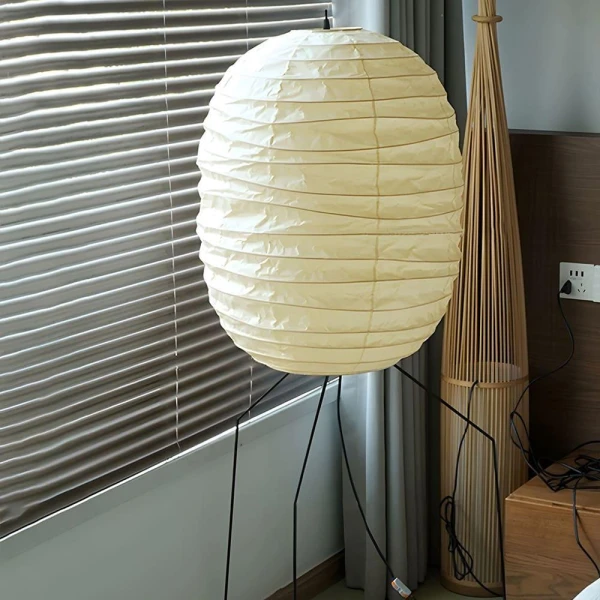 Підлогова лампа Ellipsa Rice Paper Lantern — торшери, колір білий, з матеріалу рисовий папір, метал, стиль сучасний