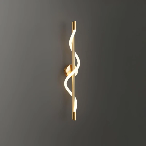 Гнучкий настінний світильник Flexible Linear Curve — бра, колір латунь і білий, з матеріалу мотузка, стиль модерн