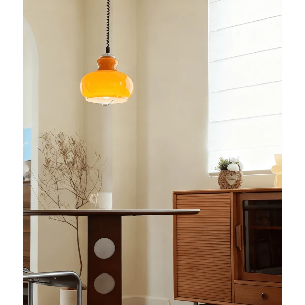 Підвісний світильник Gradient Glass Coil — колір зелений і помаранчевий, з матеріалу метал, скло, стиль модерн