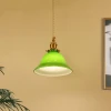 Зеленый подвесной светильник Bell — из материала метал, латунь, стиль модерн