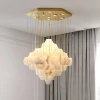 Каскадна люстра Hexa Alabaster — люстри дизайнерські, колір золото і білий, з матеріалу метал,  алебастр, стиль сучасний