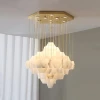 Каскадна люстра Hexa Alabaster — люстри дизайнерські, колір золото і білий, з матеріалу метал,  алебастр, стиль сучасний