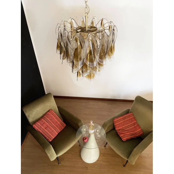 Люстра Ізабелла Мурано — люстри дизайнерські, колір бурштиновий і золото, з матеріалу  метал, скло, стиль сучасний