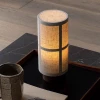 Настольная лампа Kanso Glow с аккумулятором — цвет ореха і бежевый, из материала метал, тканина, стиль модерн
