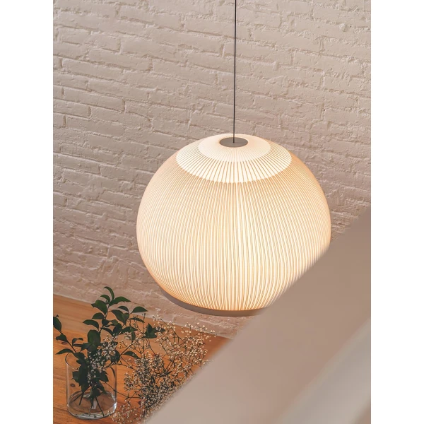 Підвісний світильник Lantern Knit — колір білий, з матеріалу вуглецева сталь, тканина, стиль модерн