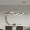 Подвесной светильник-остров Linear Curve — линейный светильник, цвет латунь і белый, из материала мотузка, стиль модерн