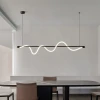 Подвесной светильник-остров Linear Curve — линейный светильник, цвет латунь і белый, из материала мотузка, стиль модерн