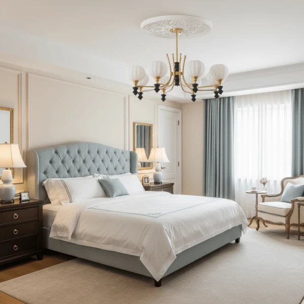 Люстра Lucerna Royale — цвет ореха і латунь, из материала скло, дерево, стиль современный