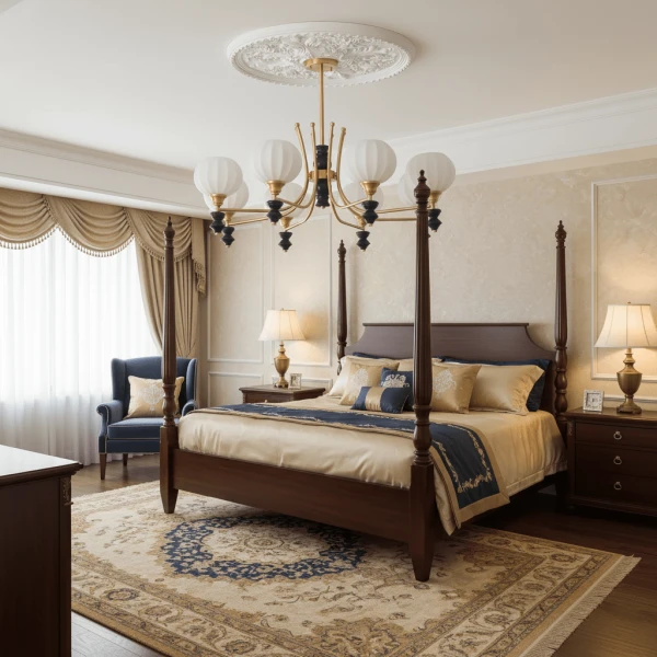 Люстра Lucerna Royale — цвет ореха і латунь, из материала скло, дерево, стиль современный