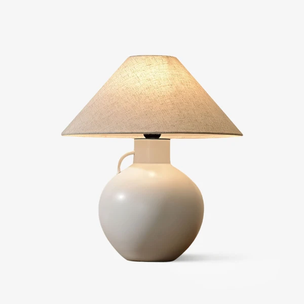 Настольная лампа Luna Jug — цвет белый і бежевый, из материала  метал, тканина, стиль современный