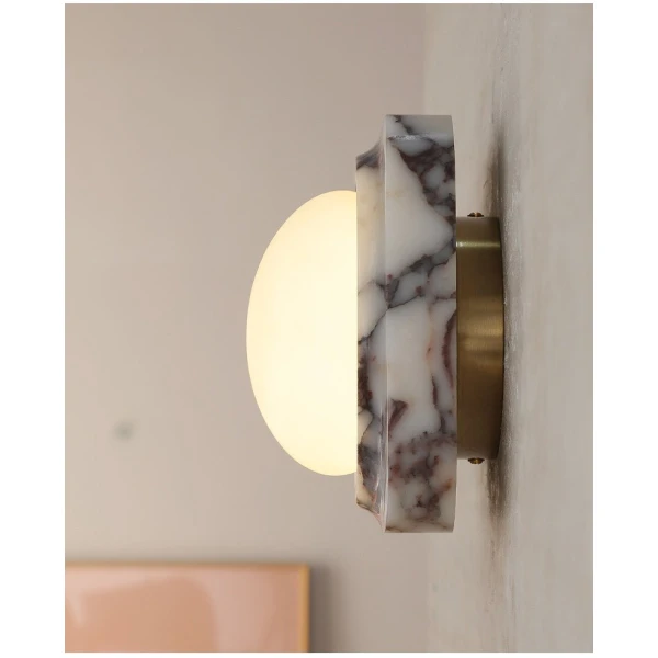 Настенный светильник Lunar Marble — бра, цвет белый, из материала метал, мармур, стиль модерн